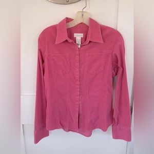 Women’s Liz Claiborne Pink Corduroy Snap Long Sleeve Shirt Size S